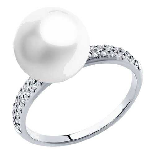 Кольцо женское SOKOLOV из белого золота с жемчугом и фианитами Swarovski 791168 р.18.5 в Оджи