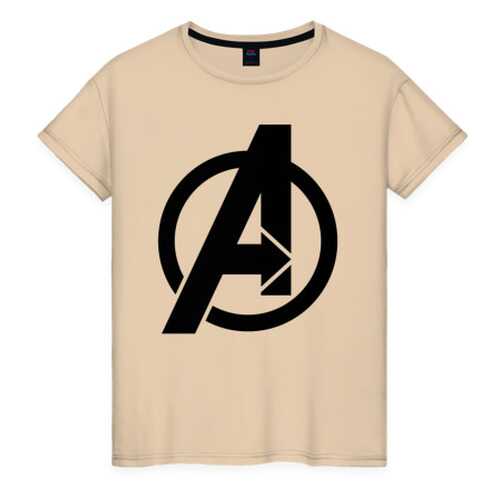 Футболка женская ВсеМайки Avengers logo black бежевая 4XL в Оджи